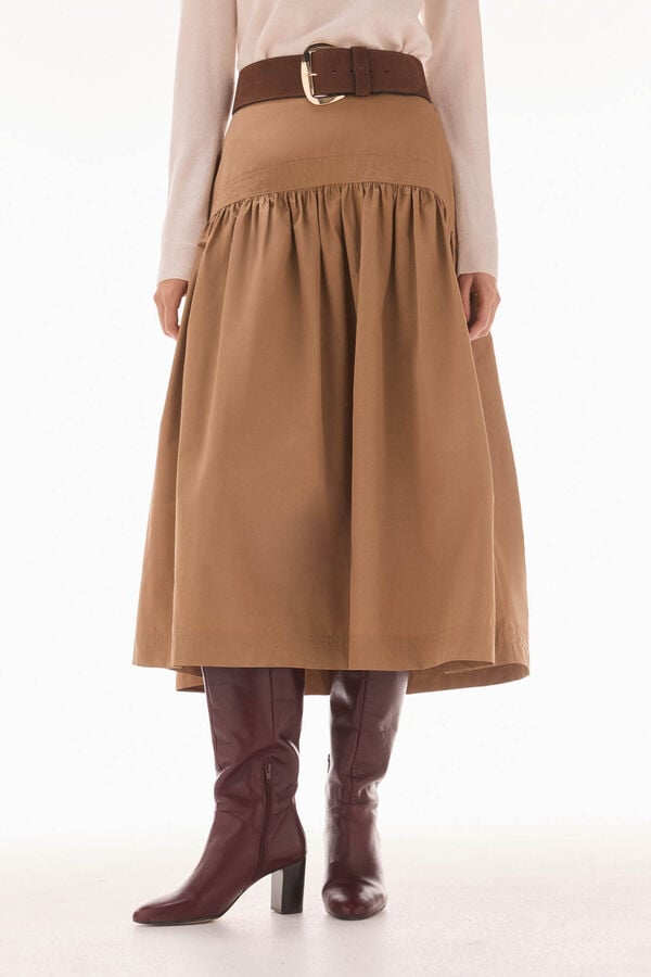 TFP by Tamara Falcó Falda tafeta abullonada Beige