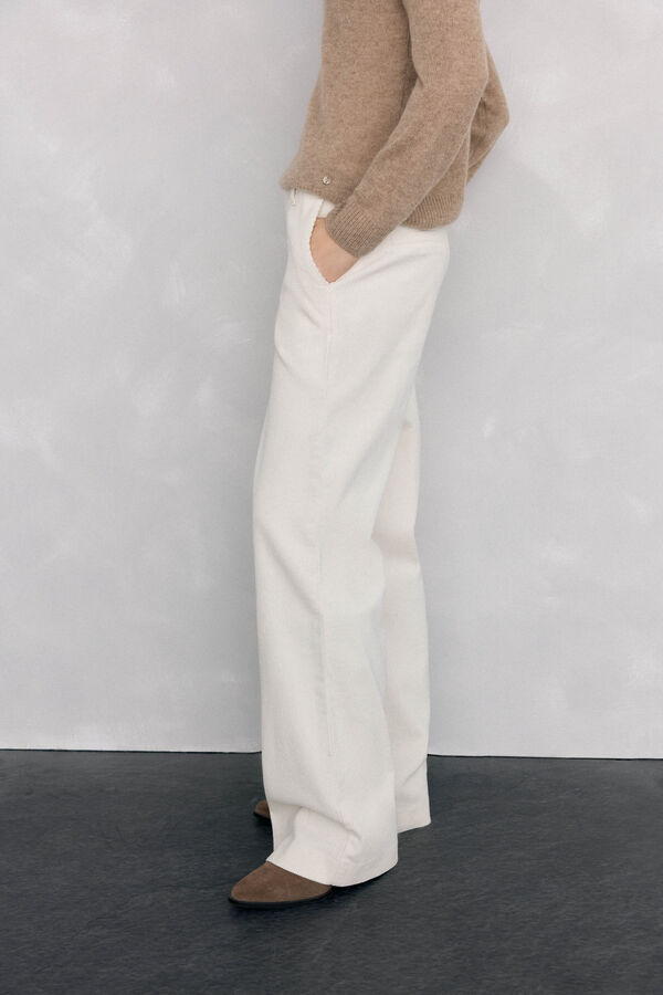 Pedro del Hierro Pantalones pana wide leg classic Crudo