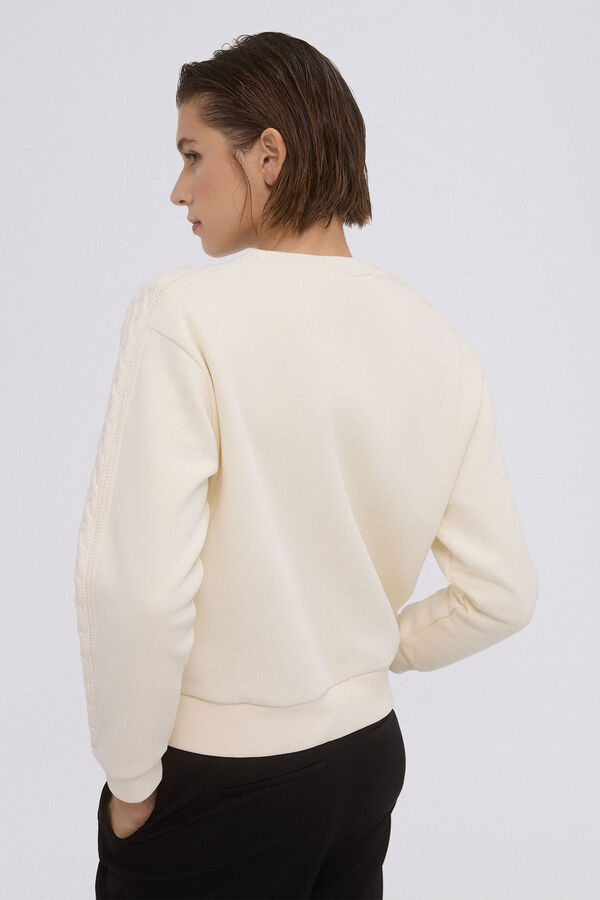 Pedro del Hierro Plain sweatshirt with braid Beige