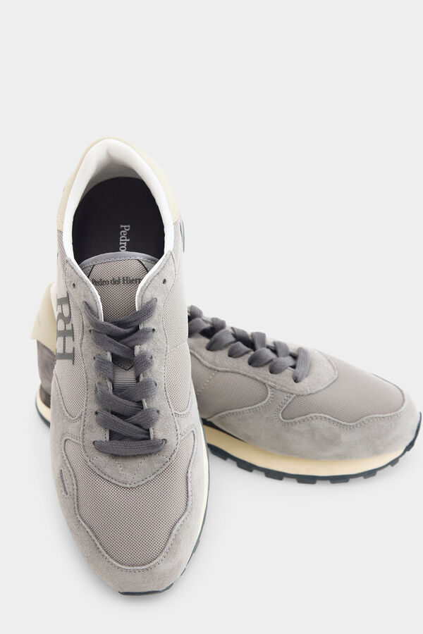 Pedro del Hierro Leather and textile sneaker Grey
