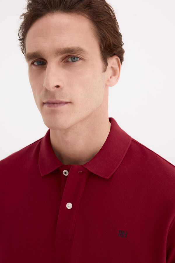 Pedro del Hierro Piqu&eacute; basic polo shirt Red