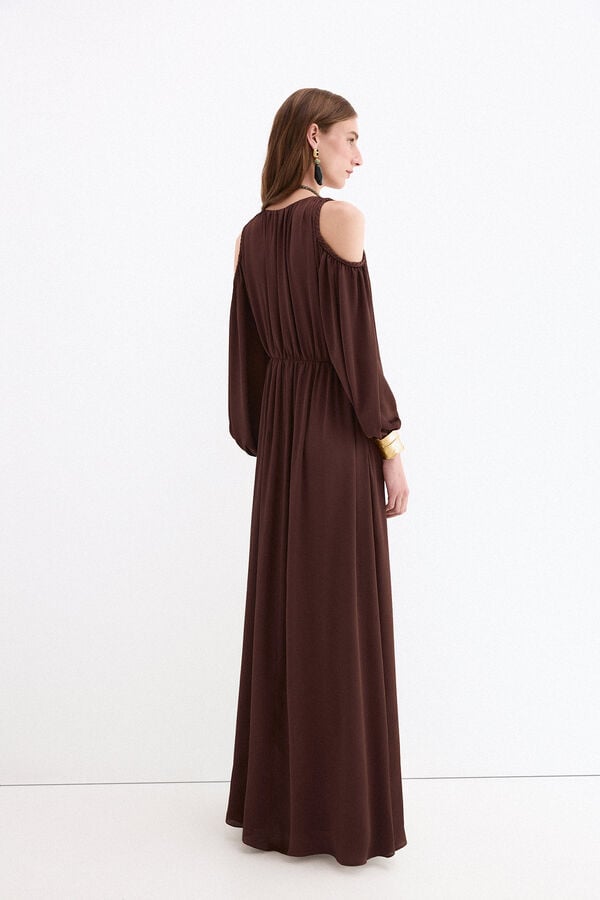 Pedro del Hierro Vestido comprido fluido Marrom