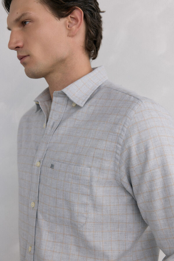Pedro del Hierro Checkered flannel shirt Italian fabric Grey