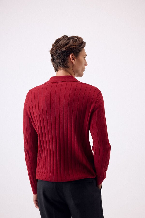 Pedro del Hierro Premium structured cotton silk cashmere jersey Burgundy