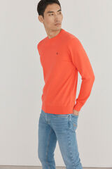 Pedro del Hierro Fine premium cotton round neck sweater Red
