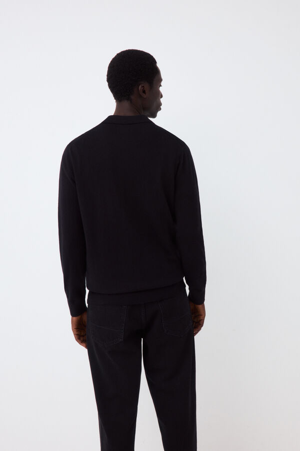 Pedro del Hierro Cotton silk cashmere zip fastening premium cardigan Black