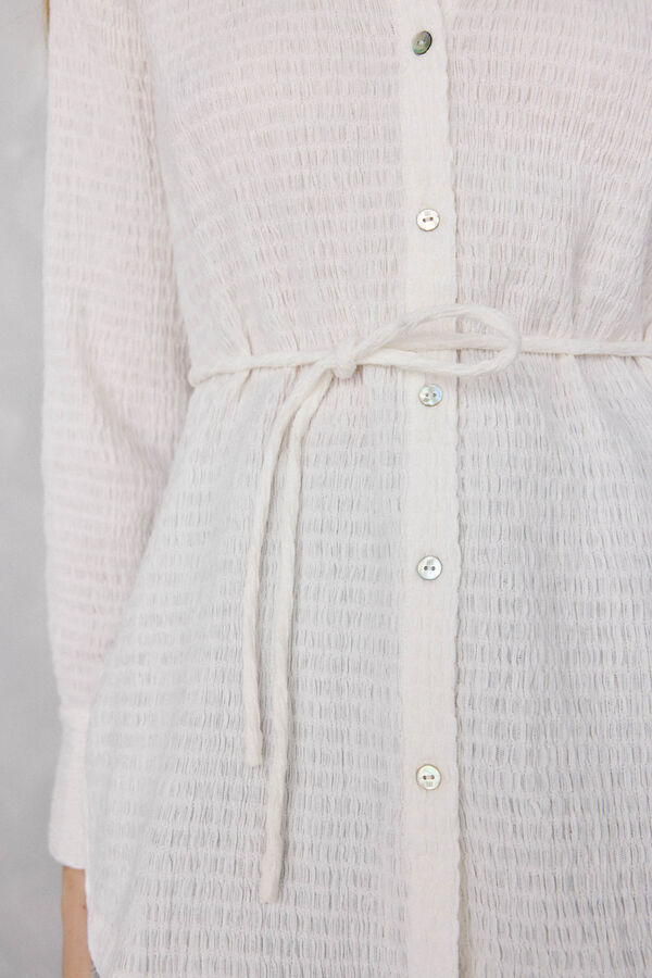 Pedro del Hierro Textured neck shirt Ecru