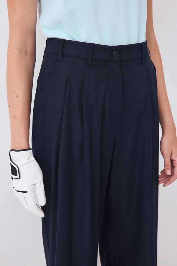 Pedro del Hierro Long pleated trousers Blue