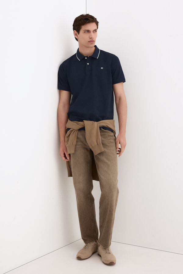 Pedro del Hierro Basic pique polo shirt Blue