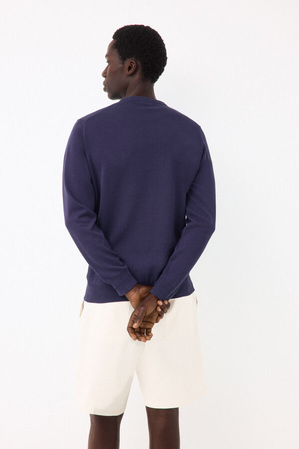 Pedro del Hierro Fine knit premium cotton jumper Blue