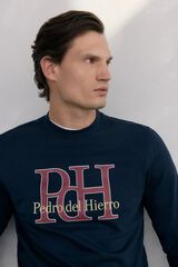 Pedro del Hierro Sweatshirt logo gola caixa Azul