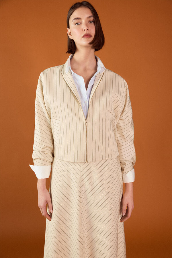 TFP by Tamara Falc&oacute; Striped jacket Beige