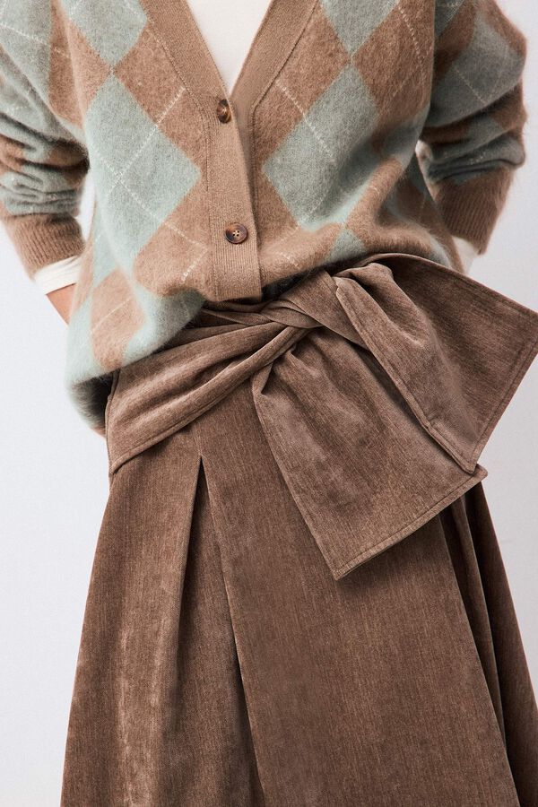 Pedro del Hierro Midi skirt with wide tie detail Brown