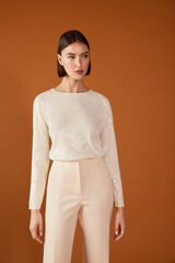 TFP by Tamara Falc&oacute; Camisola transparente de lantejoulas Ecru