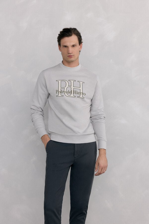 Pedro del Hierro Sweatshirt logo gola caixa Cizento