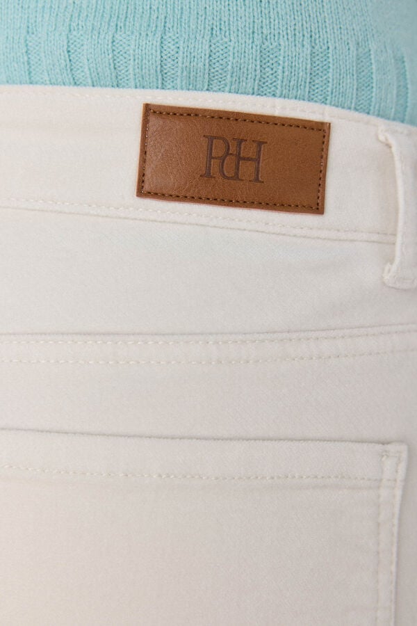 Pedro del Hierro Cropped flare velvet pants Ecru