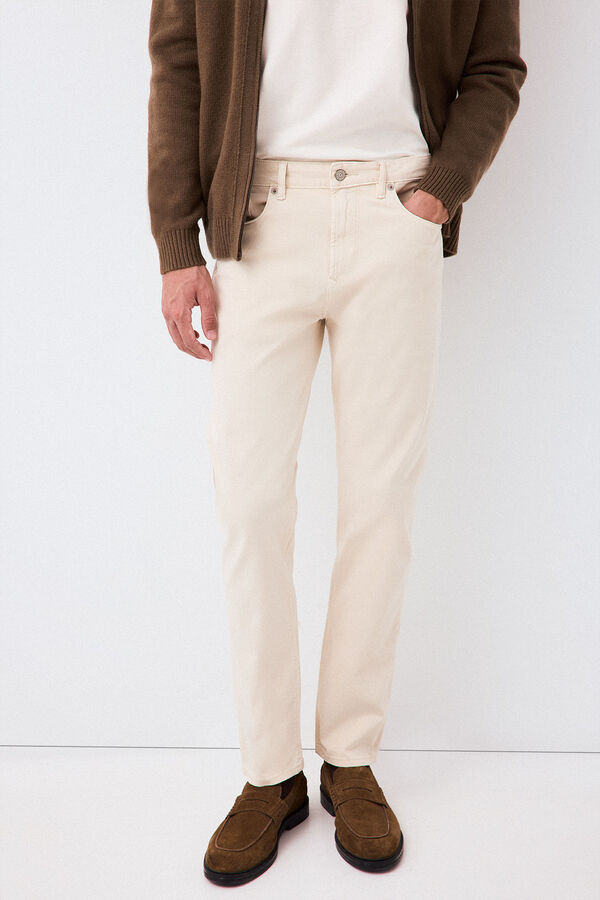 Pedro del Hierro Colour slim fit 5 pocket trousers Beige
