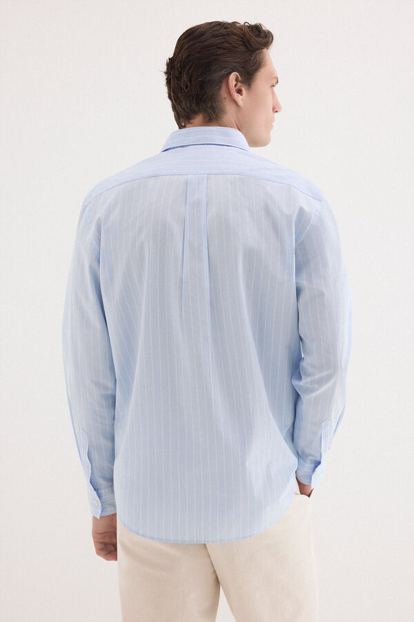 Pedro del Hierro Poplin striped shirt Blue