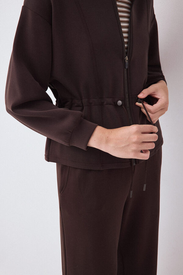 Pedro del Hierro Soft touch peplum sweatshirt Brown