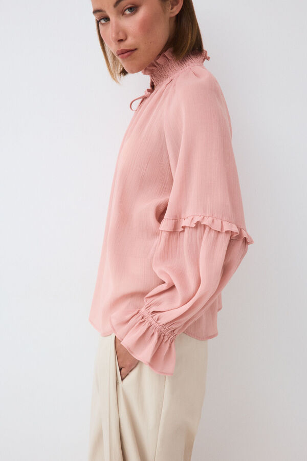 Pedro del Hierro Fluid ruffle blouse Pink