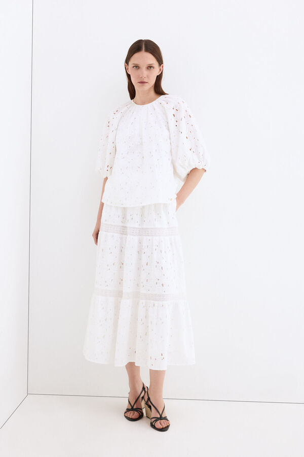 Pedro del Hierro Openwork elbow sleeve top White