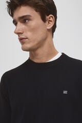 Pedro del Hierro Camisola de algodão, seda e cashmere com gola redonda Preto