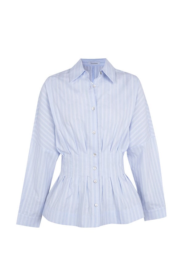 Pedro del Hierro Striped pintuck shirt Blue