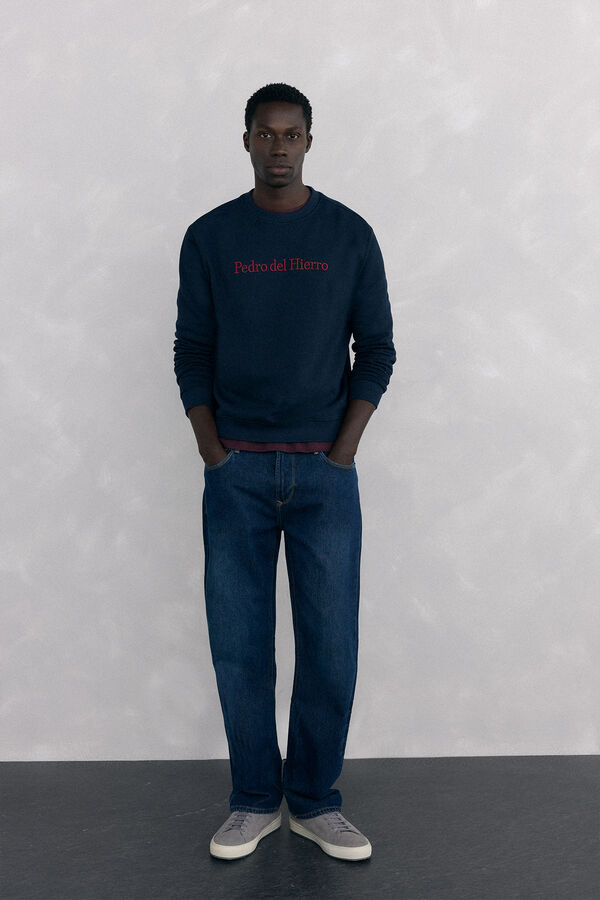 Pedro del Hierro Sweatshirt logo crew neck Blue