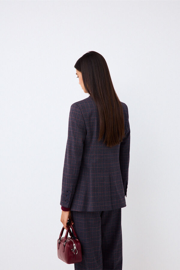 Pedro del Hierro Checked fitted blazer Blue