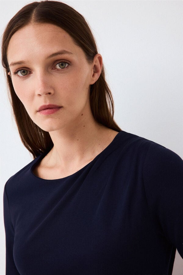Pedro del Hierro Long sleeve midi dress with belt detail Blue