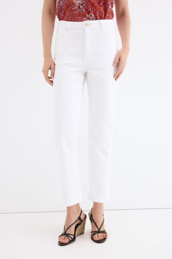 Pedro del Hierro Basic straight capri jeans White