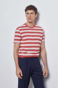 Pedro del Hierro Striped slub T-shirt Red
