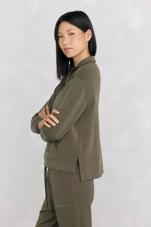 Pedro del Hierro soft touch sweatshirt with Perkins neck Green