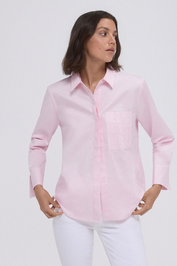 Pedro del Hierro Oversized poplin logo shirt Pink