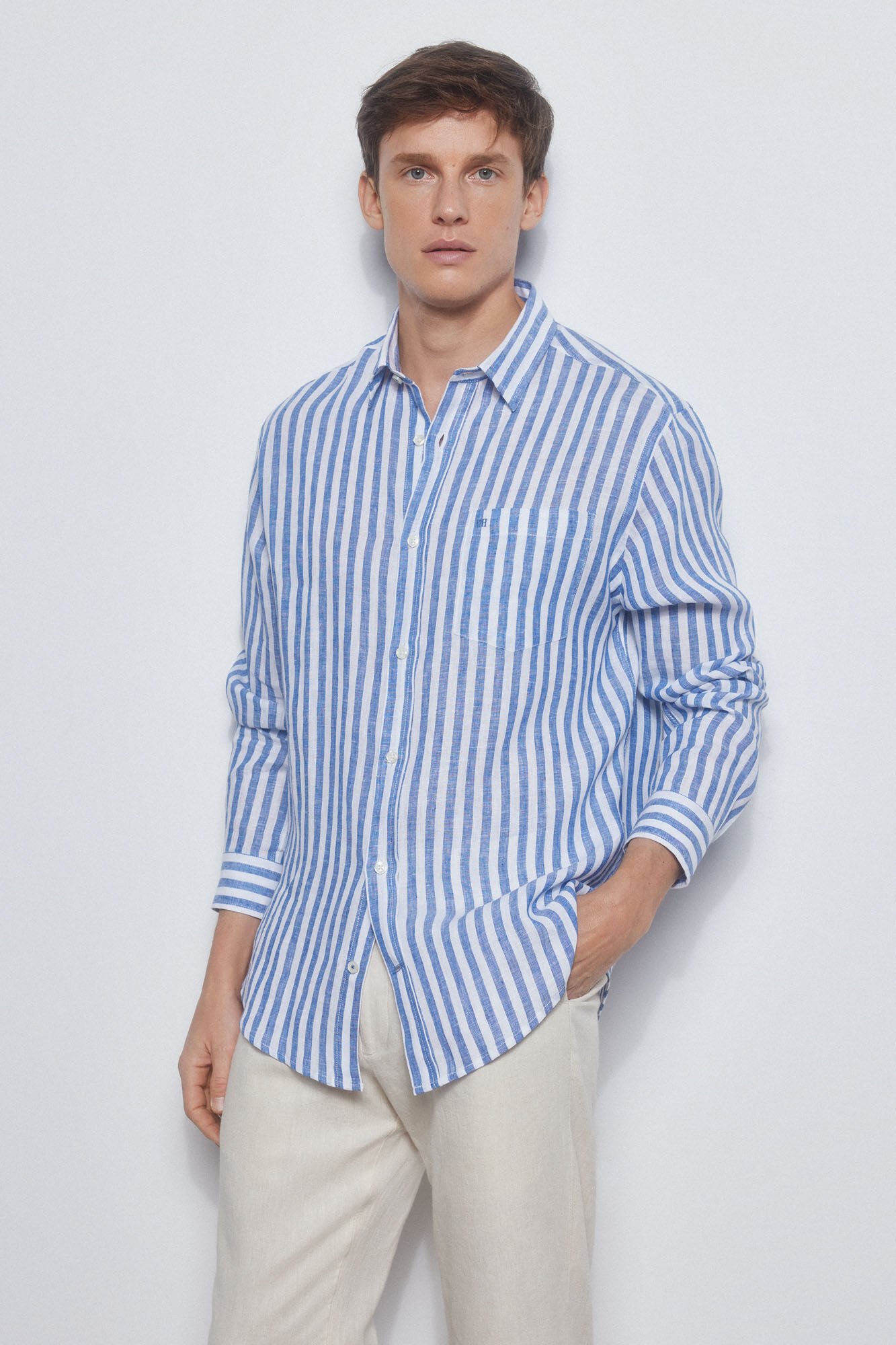 Pedro del Hierro Striped linen shirt