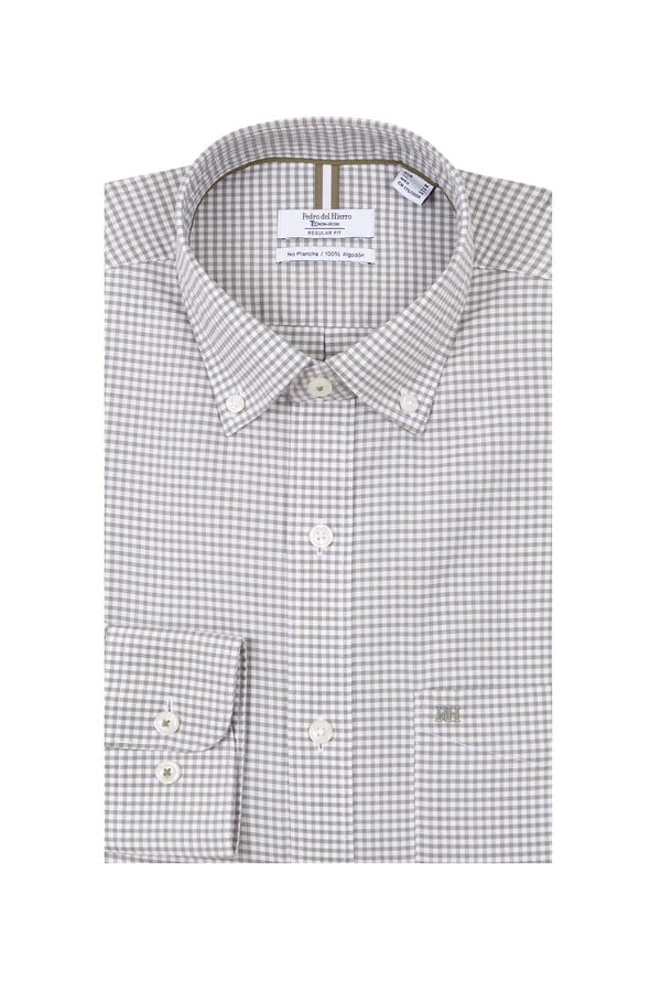 Pedro del Hierro Non-iron Oxford checked shirt Green