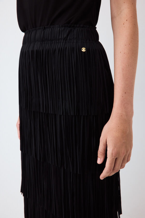 Pedro del Hierro Fringed straight skirt Black