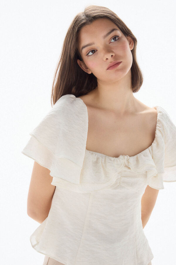 TFP by Tamara Falcó Rustic ruffled top White