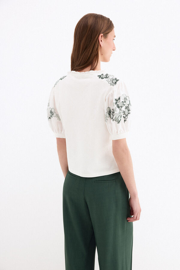 Pedro del Hierro T-shirt combinada com bordados Branco