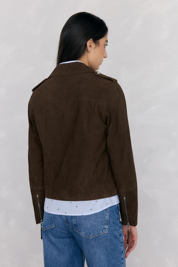 Pedro del Hierro suede biker jacket Brown