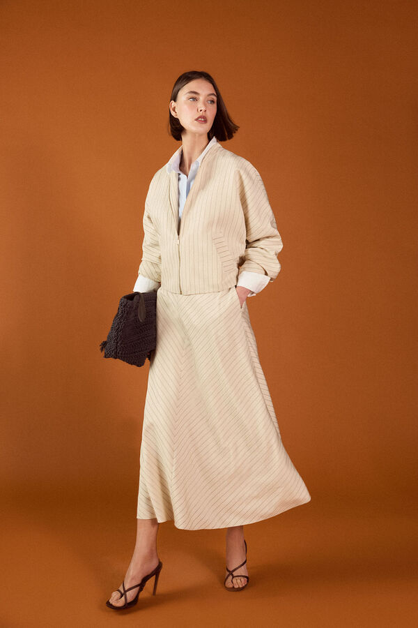 TFP by Tamara Falc&oacute; Striped jacket Beige