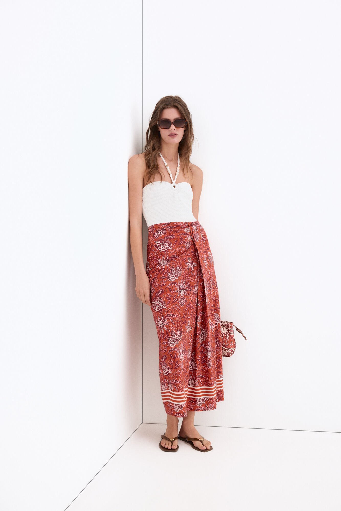 Pedro del Hierro Fato de banho em jacquard e missangas