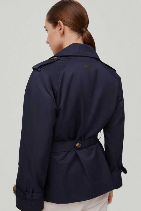 Pedro del Hierro Short belted trench coat Blue
