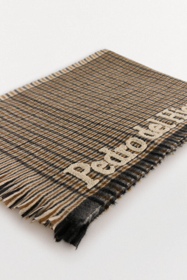 Pedro del Hierro Checked cloth scarf Grey