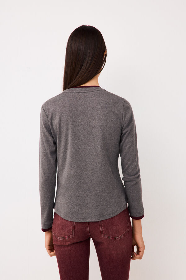 Pedro del Hierro Two-tone double neck T-shirt Grey