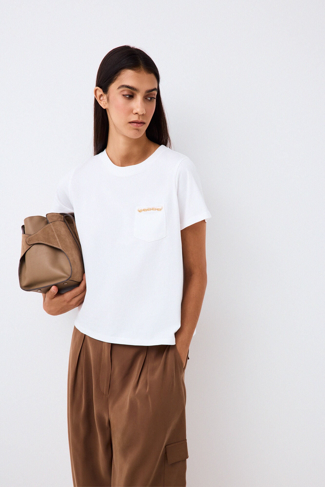 Pedro del Hierro Short sleeve T-shirt with pocket and chain detail