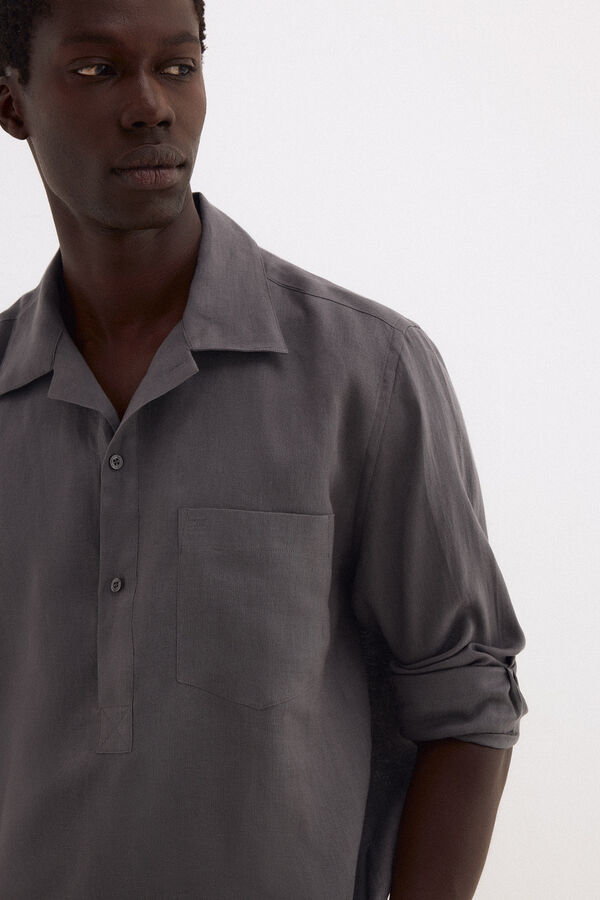 Pedro del Hierro Plain linen T-shirt Grey
