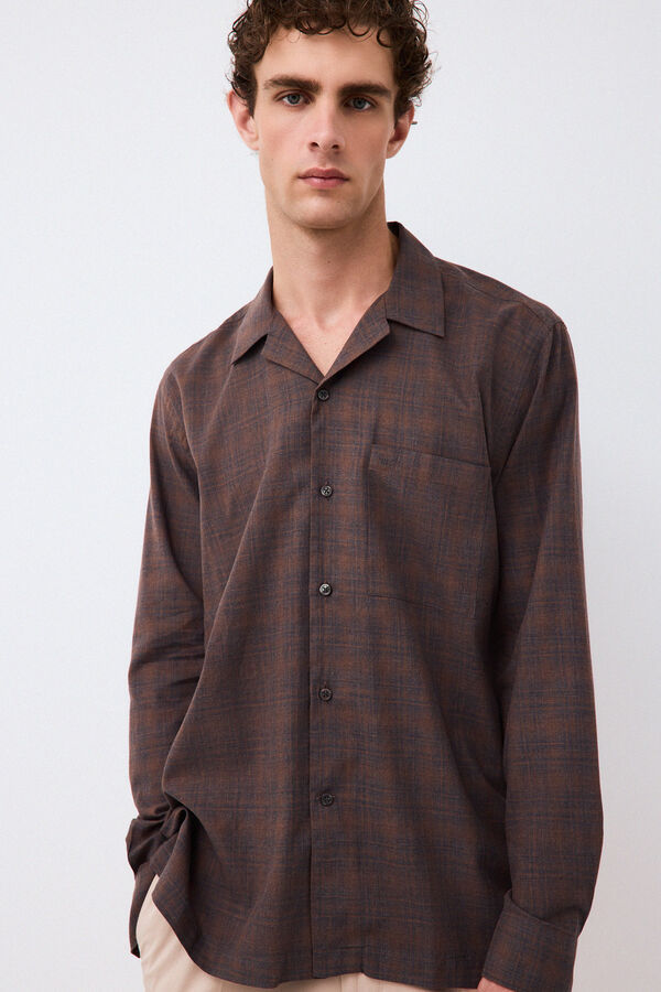 Pedro del Hierro Italian fabric plaid shirt Brown