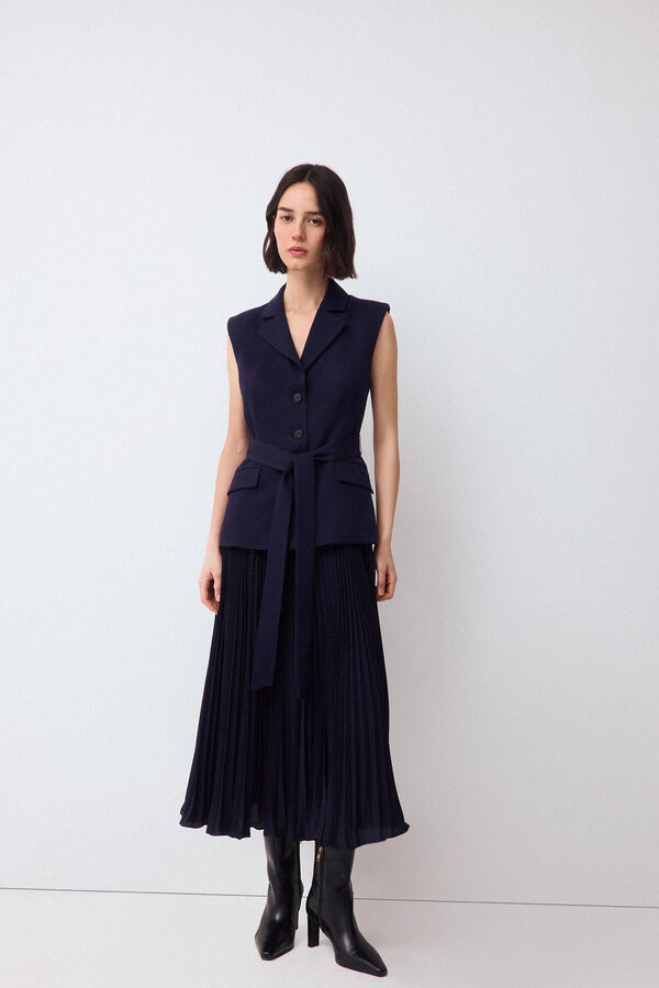 Pedro del Hierro Tailored pleated dress Blue