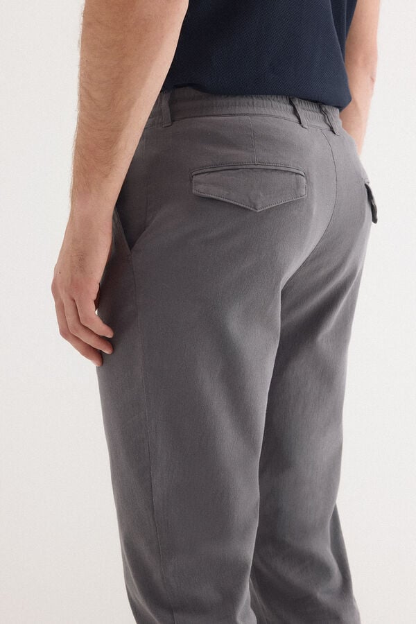 Pedro del Hierro Cotton-linen drawstring chinos Grey
